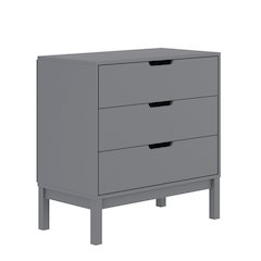 Dallas Wooden 3-Drawer Dresser for Bedroom, Chest of Drawers for Kids in Gray