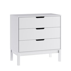 Dallas Wooden 3-Drawer Dresser for Bedroom, Chest of Drawers for Kids in White