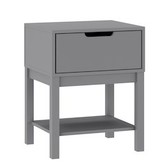 Dallas Wooden Night Stand, Bedroom Side Table with Storage Drawer in Gray