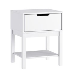 Dallas Wooden Night Stand, Bedroom Side Table with Storage Drawer in White