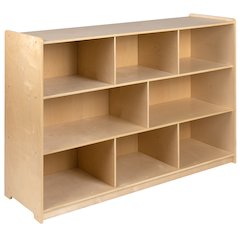 Wooden 8 Section School Classroom Storage Cabinet - 36"H (Natural)