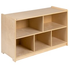 Wooden 5 Section School Classroom Storage Cabinet - 24"H x 36"L (Natural)