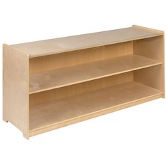 Wooden 2 Section School Classroom Storage Cabinet - 24"H x 48"L (Natural)