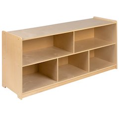 Wooden 5 Section School Classroom Storage Cabinet - 24"H x 48"L (Natural)