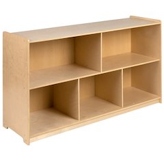 Wooden 5 Section School Classroom Storage Cabinet - 30"H x 48"L (Natural)