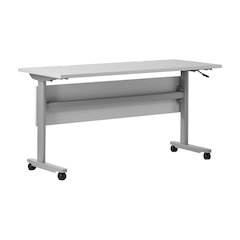 60" x 24" Nesting Flip Training Table with T-Legs, Modesty Panel, Gray Tabletop