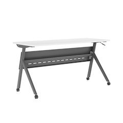 60" x 24" Nesting Flip Training Table with Y-Legs, Modesty Panel, White Tabletop
