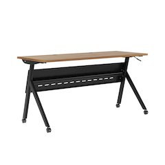 60"x 24" Nesting Flip Training Table with Y-Legs, Modesty Panel, Walnut Tabletop