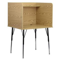 Study Carrel with Adjustable Legs and Top Shelf in Oak Finish