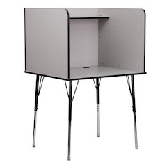 Stand-Alone Study Carrel with Top Shelf - Nebula Grey Finish