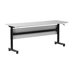 72" x 24" Nesting Flip Training Table with T-Legs, Modesty Panel, Gray Tabletop