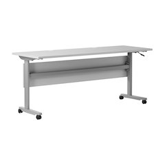 72" x 24" Nesting Flip Training Table with T-Legs, Modesty Panel, Gray Tabletop