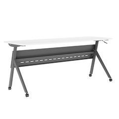 72" x 24" Nesting Flip Training Table with Y-Legs, Modesty Panel, White Tabletop