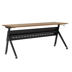 72"x 24" Nesting Flip Training Table with Y-Legs, Modesty Panel, Walnut Tabletop