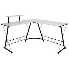L-Shaped Desk 71.5" Computer Corner Desk, White/Black