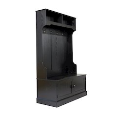40" Wide Hallway Tree with Storage, Black