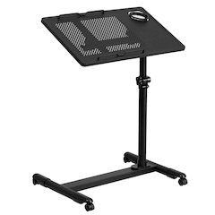 Black Adjustable Height Steel Mobile Computer Desk