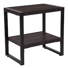 Charcoal Wood Grain Finish End Table with Black Metal Frame
