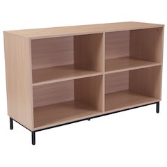 4 Shelf 29.5"H Open Bookcase Storage in Oak Wood Grain Finish