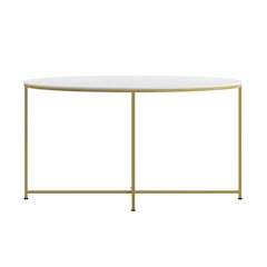 Coffee Table - White Finish Accent Table with Crisscross Brushed Gold Frame