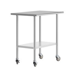 24x36 Portable Prep and Work Table with Top Shelf, Undershelf, 4 Casters