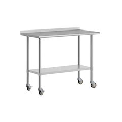 Stainless Steel 18  Gauge Portable Prep and Work Table with 1.5" Backsplash