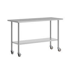 Portable Prep and Work Table with Top Shelf, Undershelf and 4 Casters