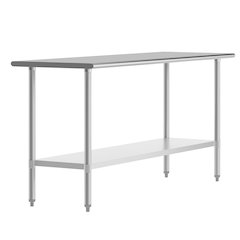 24x72 Portable Prep and Work Table with Top Shelf and Adjustable Undershelf