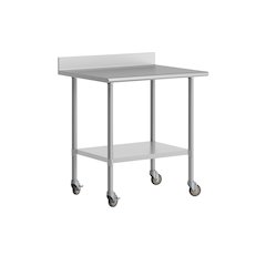 30" x 36" Prep and Work Table with Stainless Steel Top Shelf, 4" Backsplash