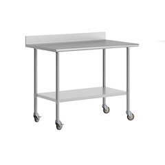 30" x 48" Prep and Work Table with Stainless Steel Top Shelf, 4" Backsplash