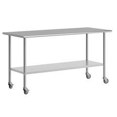 Reader Portable Prep and Work Table with Top Shelf, Undershelf and 4 Casters