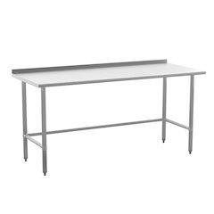 18 Gauge Open Base Kitchen Prep and Work Table with 1.5" Backsplash