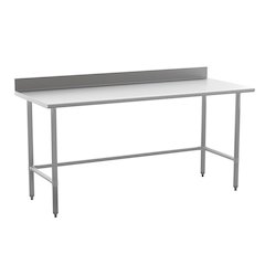 18 Gauge Open Base Kitchen Prep and Work Table with 4" Backsplash