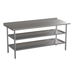 l Stainless Steel 18 Gauge Work Table with 1.5" Backsplash and 2 Undershelves