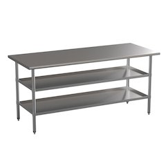 l Stainless Steel 18 Gauge Work Table with 2 Undershelves