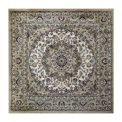 Medallion Motif 7' x 7' Square Area Rug for Living Room or Bedroom