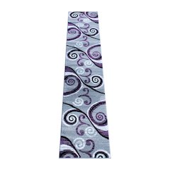2' x 11' Purple Abstract Area Rug - Olefin Rug with Jute Backing