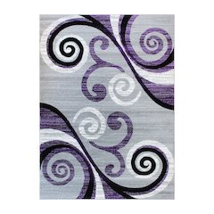 5' x 7' Purple Abstract Area Rug - Olefin Rug with Jute Backing