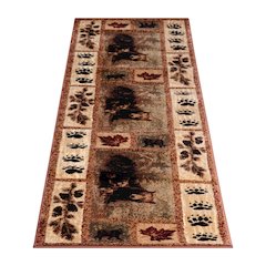 2' x 7' Mother Bear, Cubs Nature Themed Olefin Area Rug