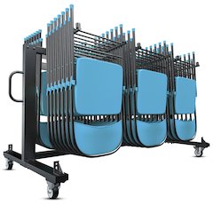 Hawkins Heavy Duty Folding Table and Chairs Mobile Cart-Locking Wheels, Black