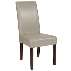 Greenwich Series Beige LeatherSoft Upholstered Panel Back Mid-Century Parsons Dining Chair