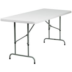 6-Foot Height Adjustable Granite White Plastic Folding Table