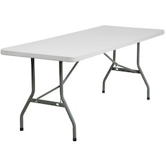 6-Foot Granite White Plastic Folding Table