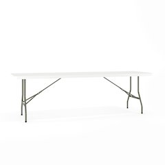 8-Foot Bi-Fold Granite White Plastic Banquet and Event Folding Table with Carrying Handle