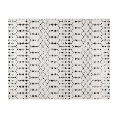 Geometric Bohemian Low Pile Rug - 8' x 10' - Ivory/Black