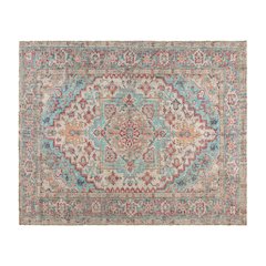 Distressed Vintage Medallion Area Rug - 8' x 10' - Blue Multi Polyester