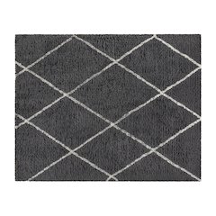 Shag Style Diamond Trellis Area Rug - 8' x 10' - Charcoal/Ivory Polyester (PET)