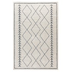 Geometric Style Bohemian Shag Area Rug - 5' x 7' - Ivory