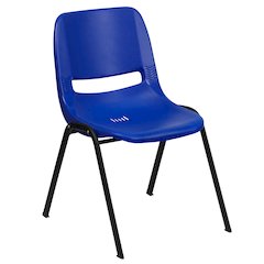 440 lb. Capacity Kid's Navy Ergonomic Shell Stack Chair with Black Frame and 12" Seat Height