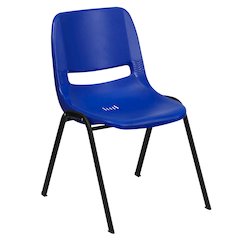 440 lb. Capacity Kid's Navy Ergonomic Shell Stack Chair with Black Frame and 14" Seat Height